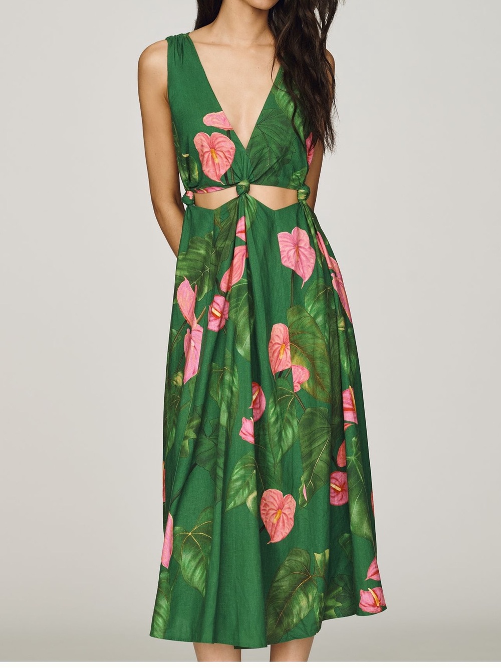 Farm Rio x Anthropologie Anthurium Print Cut Out Dress XS